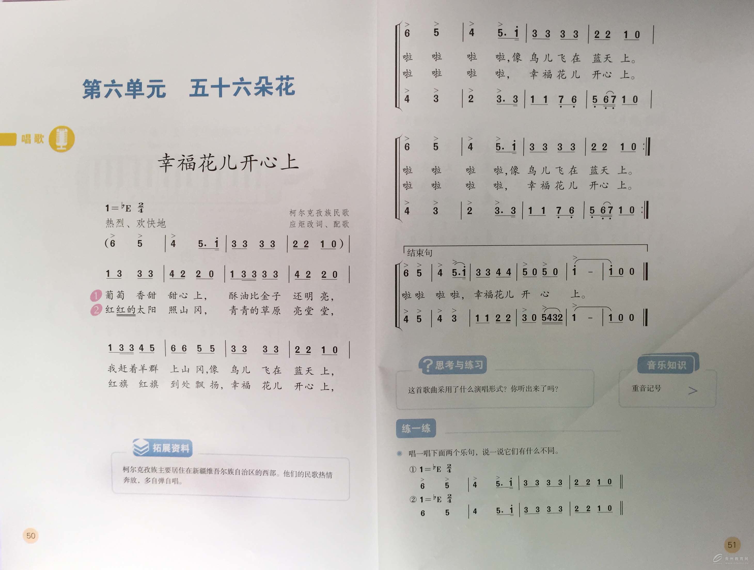 2016年贵州贵阳南明区特岗教师招聘试教小学音乐教材内容