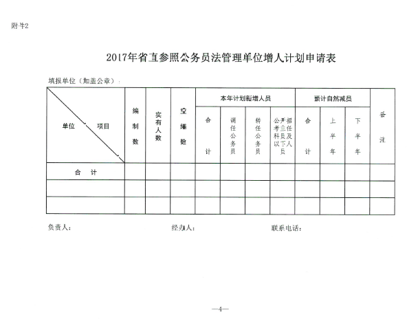 关于编报2017年广东省机关事业单位增人计划的通知